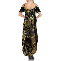 Frangipani Festival Rabaul Family Matching Summer Maxi Dress and Hawaiian Shirt PNG Tribal Baining Mask Tattoo - Polynesian Pride