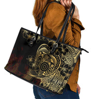 Frangipani Festival Rabaul Leather Tote Bag PNG Tribal Baining Mask Tattoo - Polynesian Pride