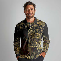 Frangipani Festival Rabaul Long Sleeve Polo Shirt PNG Tribal Baining Mask Tattoo - Polynesian Pride