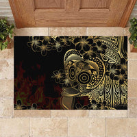 Frangipani Festival Rabaul Rubber Doormat PNG Tribal Baining Mask Tattoo - Polynesian Pride