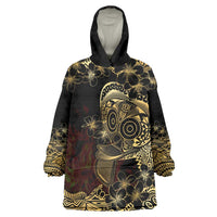 Frangipani Festival Rabaul Wearable Blanket Hoodie PNG Tribal Baining Mask Tattoo - Polynesian Pride