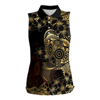 Frangipani Festival Rabaul Women Sleeveless Polo Shirt PNG Tribal Baining Mask Tattoo - Polynesian Pride