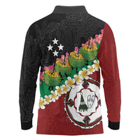 Frangipani Festival Rabaul East New Britain Long Sleeve Polo Shirt Dukduk Dance With Plumeria LT14 - Polynesian Pride