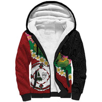 Frangipani Festival Rabaul East New Britain Sherpa Hoodie Dukduk Dance With Plumeria - Polynesian Pride