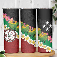 Frangipani Festival Rabaul East New Britain Skinny Tumbler Dukduk Dance With Plumeria LT14 - Polynesian Pride