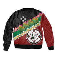 Frangipani Festival Rabaul East New Britain Sleeve Zip Bomber Jacket Dukduk Dance With Plumeria LT14 - Polynesian Pride