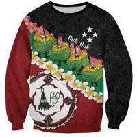 Frangipani Festival Rabaul East New Britain Sweatshirt Dukduk Dance With Plumeria - Polynesian Pride