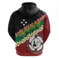 Frangipani Festival Rabaul East New Britain Zip Hoodie Dukduk Dance With Plumeria - Polynesian Pride