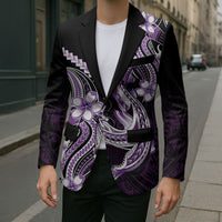 Purple Black Aloha Hawaii Blazer Polynesian Shark Tattoo Plumeria