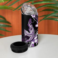Purple Black Aloha Hawaii 4 in 1 Can Cooler Tumbler Polynesian Shark Tattoo Plumeria LT14 - Polynesian Pride