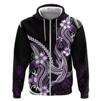 Purple Black Aloha Hawaii Hoodie Polynesian Shark Tattoo Plumeria