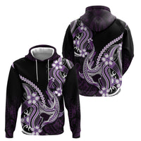 Purple Black Aloha Hawaii Hoodie Polynesian Shark Tattoo Plumeria