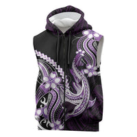 Purple Black Aloha Hawaii Sleeveless Zip Hoodie Polynesian Shark Tattoo Plumeria LT14 Purple - Polynesian Pride