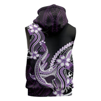 Purple Black Aloha Hawaii Sleeveless Zip Hoodie Polynesian Shark Tattoo Plumeria LT14 - Polynesian Pride