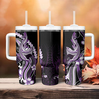 Purple Black Aloha Hawaii Tumbler With Handle Polynesian Shark Tattoo Plumeria