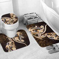 Orange Black Aloha Hawaii Bathroom Set Polynesian Shark Tattoo Plumeria LT14 Mat Set Only (3 pcs) One Size Orange - Polynesian Pride