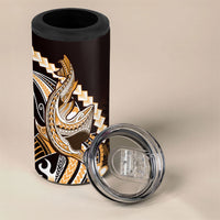 Orange Black Aloha Hawaii 4 in 1 Can Cooler Tumbler Polynesian Shark Tattoo Plumeria LT14 - Polynesian Pride