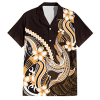 Orange Black Aloha Hawaii Family Matching Long Sleeve Bodycon Dress and Hawaiian Shirt Polynesian Shark Tattoo Plumeria LT14 Dad's Shirt - Short Sleeve Orange - Polynesian Pride