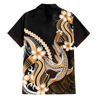 Orange Black Aloha Hawaii Family Matching Mermaid Dress and Hawaiian Shirt Polynesian Shark Tattoo Plumeria LT14 - Polynesian Pride