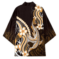 Orange Black Aloha Hawaii Kimono Polynesian Shark Tattoo Plumeria