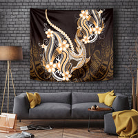 Orange Black Aloha Hawaii Tapestry Polynesian Shark Tattoo Plumeria