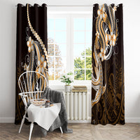 Orange Black Aloha Hawaii Window Curtain Polynesian Shark Tattoo Plumeria