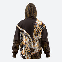 Orange Black Aloha Hawaii Zip Hoodie Polynesian Shark Tattoo Plumeria