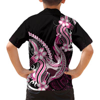 Pink Black Aloha Hawaii Family Matching Tank Maxi Dress and Hawaiian Shirt Polynesian Shark Tattoo Plumeria LT14 - Polynesian Pride