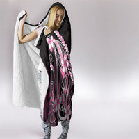 Pink Black Aloha Hawaii Hooded Blanket Polynesian Shark Tattoo Plumeria