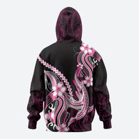 Pink Black Aloha Hawaii Hoodie Polynesian Shark Tattoo Plumeria