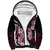 Pink Black Aloha Hawaii Sherpa Hoodie Polynesian Shark Tattoo Plumeria LT14 Unisex Pink - Polynesian Pride