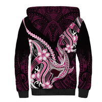 Pink Black Aloha Hawaii Sherpa Hoodie Polynesian Shark Tattoo Plumeria LT14 - Polynesian Pride