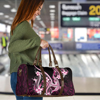 Pink Black Aloha Hawaii Travel Bag Polynesian Shark Tattoo Plumeria