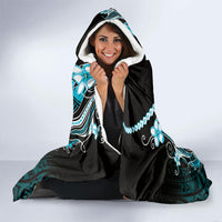 Blue Black Aloha Hawaii Hooded Blanket Polynesian Shark Tattoo Plumeria
