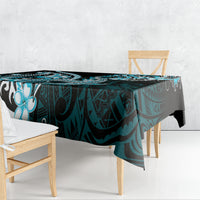 Blue Black Aloha Hawaii Tablecloth Polynesian Shark Tattoo Plumeria