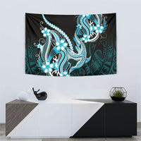 Blue Black Aloha Hawaii Tapestry Polynesian Shark Tattoo Plumeria