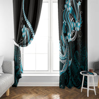 Blue Black Aloha Hawaii Window Curtain Polynesian Shark Tattoo Plumeria