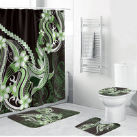 Green Black Aloha Hawaii Bathroom Set Polynesian Shark Tattoo Plumeria