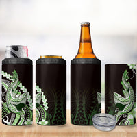 Green Black Aloha Hawaii 4 in 1 Can Cooler Tumbler Polynesian Shark Tattoo Plumeria LT14 - Polynesian Pride