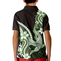 Green Black Aloha Hawaii Kid Polo Shirt Polynesian Shark Tattoo Plumeria