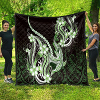 Green Black Aloha Hawaii Quilt Polynesian Shark Tattoo Plumeria