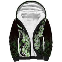 Green Black Aloha Hawaii Sherpa Hoodie Polynesian Shark Tattoo Plumeria LT14 Unisex Green - Polynesian Pride