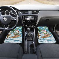 Hawaii Summer Christmas Car Mats Surfing Santa Shaka Catch The Wave