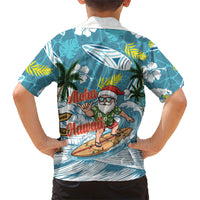 Hawaii Summer Christmas Family Matching Off Shoulder Short Dress and Hawaiian Shirt Surfing Santa Shaka Catch The Wave LT14 - Polynesian Pride
