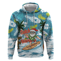 Hawaii Summer Christmas Hoodie Surfing Santa Shaka Catch The Wave