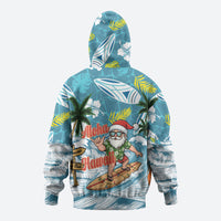 Hawaii Summer Christmas Hoodie Surfing Santa Shaka Catch The Wave