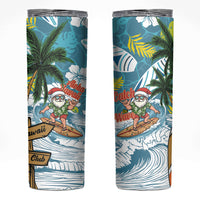 Hawaii Summer Christmas Skinny Tumbler Surfing Santa Shaka Catch The Wave LT14 Teal - Polynesian Pride