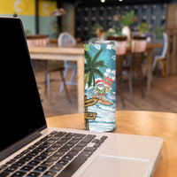 Hawaii Summer Christmas Skinny Tumbler Surfing Santa Shaka Catch The Wave LT14 - Polynesian Pride