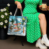 Hawaii Summer Christmas Tote Bag Surfing Santa Shaka Catch The Wave
