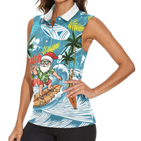Hawaii Summer Christmas Women Sleeveless Polo Shirt Surfing Santa Shaka Catch The Wave LT14 - Polynesian Pride